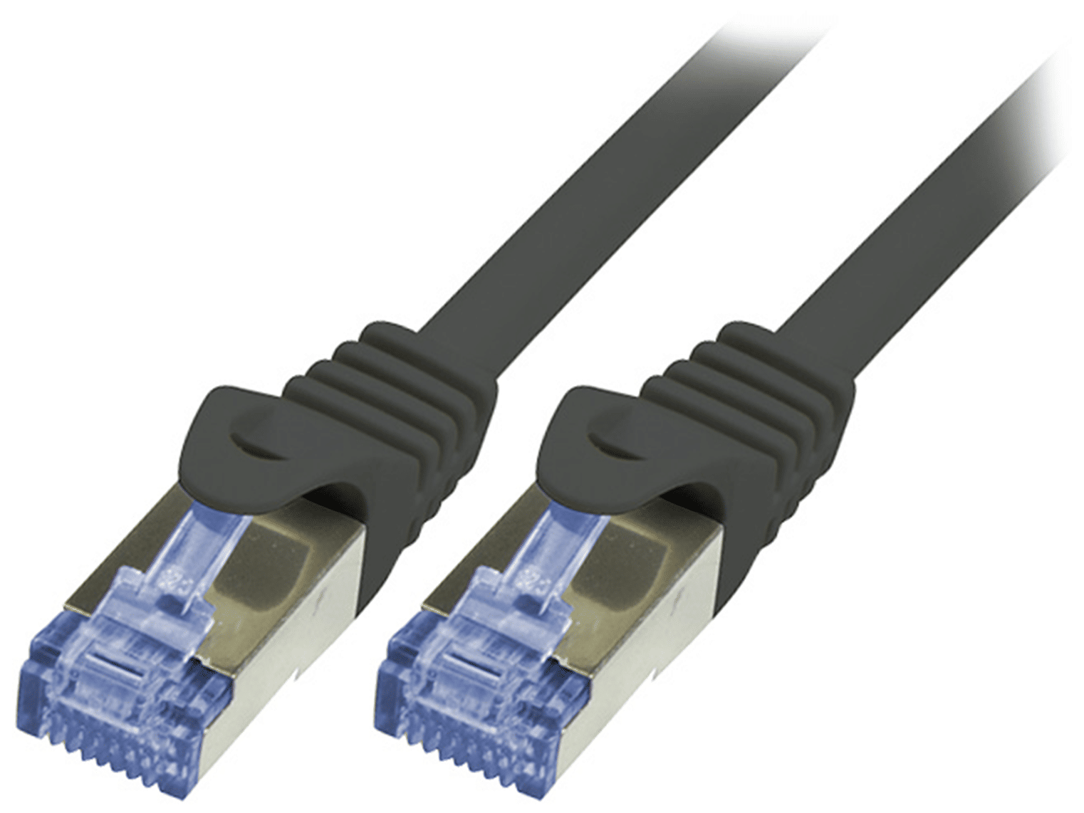 CQ3073S Due cavi patch Ethernet standard con connettori RJ45 e coperture a scatto.