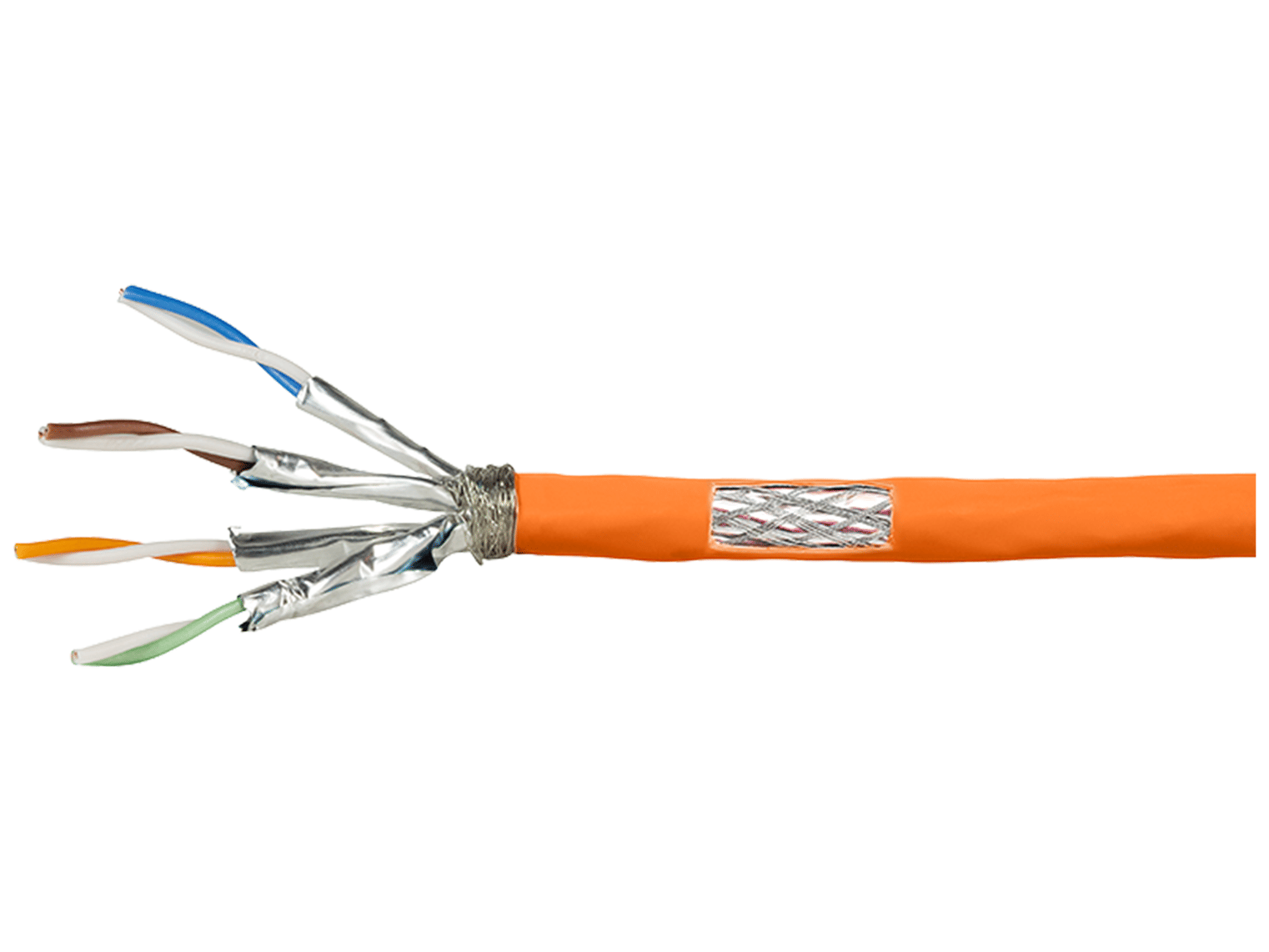 CPV0058 Cavo Ethernet di categoria 6 con coppie ritorte e schermatura visibili.