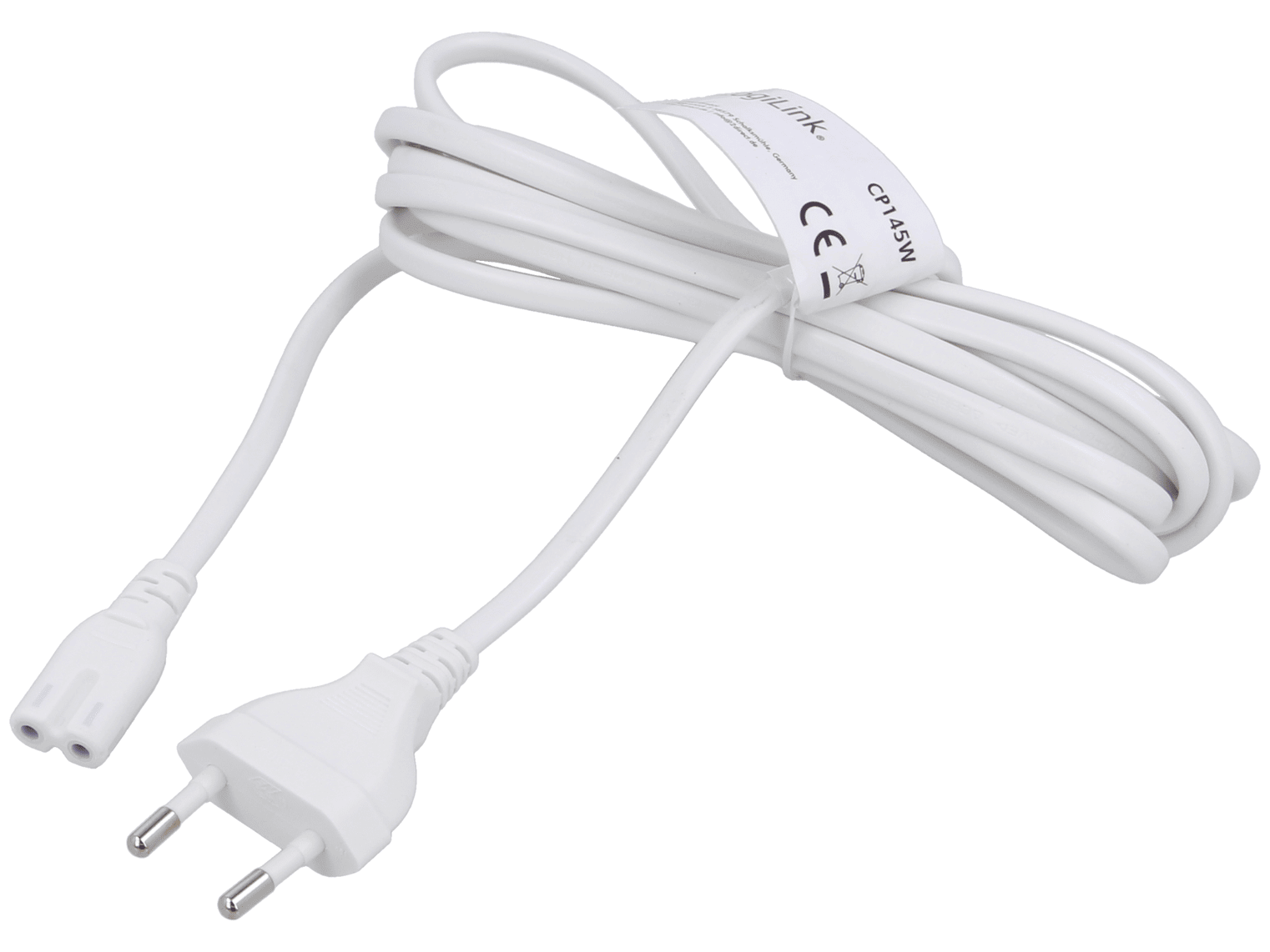 CP145W Cavo di alimentazione con spina di alimentazione e connettore IEC C7 "a figura otto".