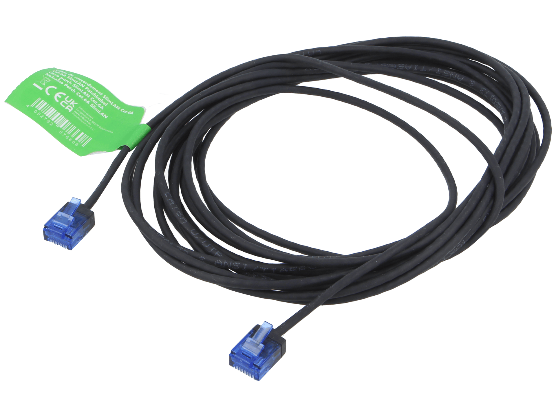 CQ3073U Slim type thin Ethernet patch cord with RJ45 plugs.