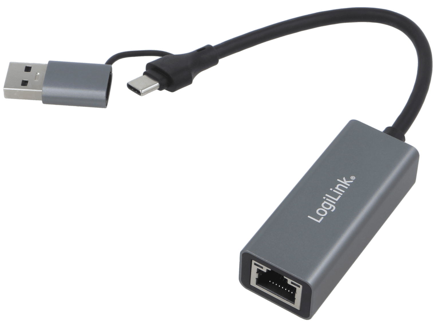 UA0238B Adattatore USB a Ethernet con porta RJ45 per connessione di rete.