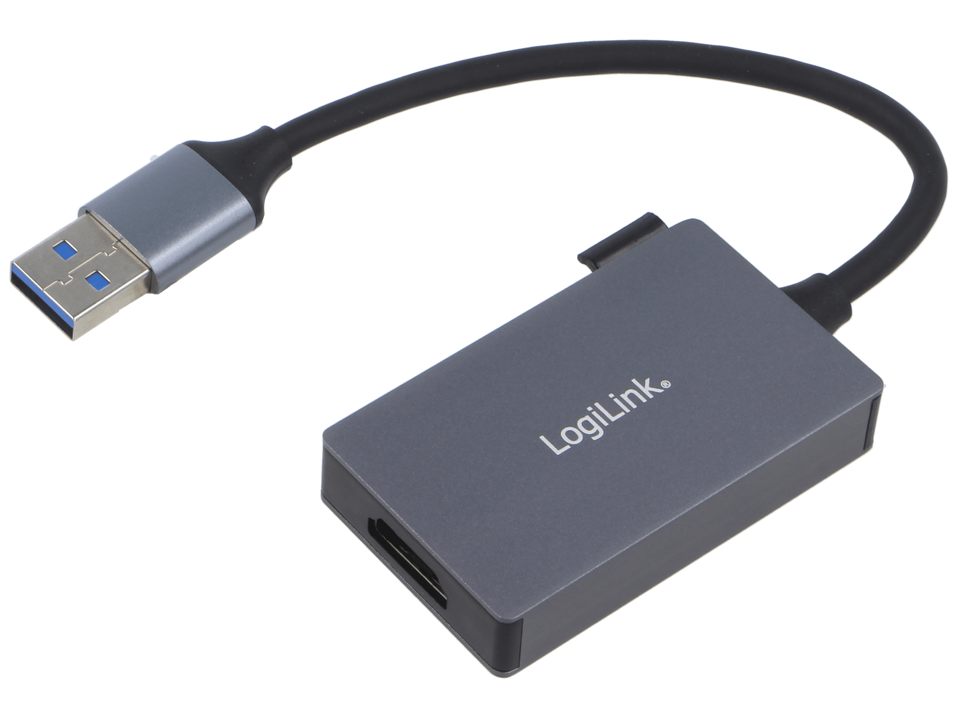 UA0233A USB to HDMI adapter enabling connection of an external monitor.